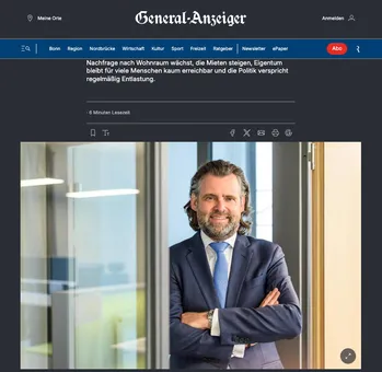 Screenshot General-Anzeiger mit Foto von Thomas Aigner
