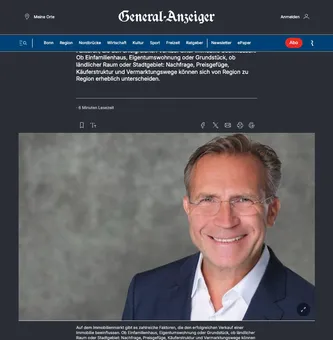 Screenshot General-Anzeiger mit Porträtfoto von Rainer Dix