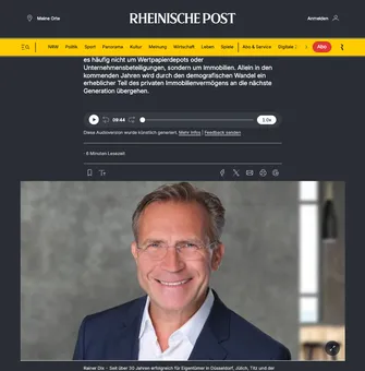Screenshot Rheinische Post mit Porträtfoto von Rainer Dix