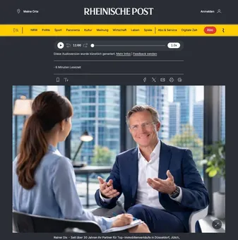 Screenshot Rheinische Post mit Foto von Rainer Dix im Interview