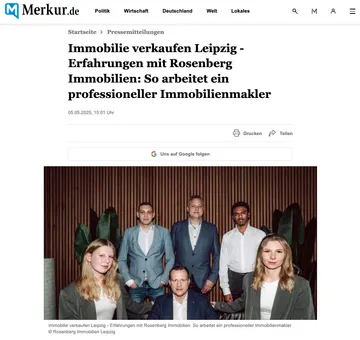 Screenshot Merkur.de: Immobilie verkaufen Leipzig, Erfahrungen mit Rosenberg Immobilien