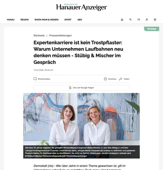 Screenshot Hanauer Anzeiger: Expertenkarriere ist kein Trostpflaster